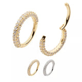 14K Gold 3-Row CZ Clicker (2 colors)