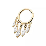 14K Gold 5 Marquise CZ Dangle Clicker