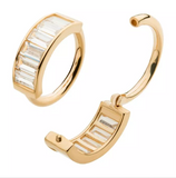 14K Gold 6 CZ Baguette Side Facing Clicker