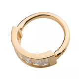 14K Gold 6 CZ Baguette Side Facing Clicker