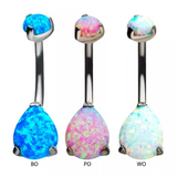 Titanium Internally Threaded Double Opal Pear Navel Curve (3 colors)