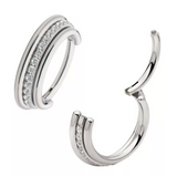 Titanium Triple Stacked Side Facing Full CNC Set CZ Clicker