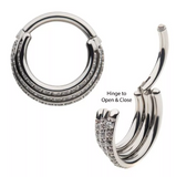 Titanium Triple Stacked Side Facing CZ Pave Clicker
