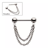 Titanium Threadless Double Chain Dangle Nipple Bar