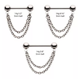Titanium Threadless Double Chain Dangle Nipple Bar