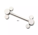 Titanium Threadless 3 Bezel CZ Nipple Bar