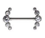 Titanium Threadless 5 Bezel CZ Nipple Bar