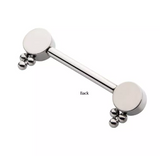 Titanium Threadless Bezel CZ & Tri-Bead Nipple Bar