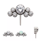 Titanium Threadless Bezel Set Trinity CZ/Opal Side Facing Top (2 colors)