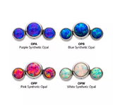 Titanium Threadless Bezel Set 3 Opal Side Facing Top (4 colors)