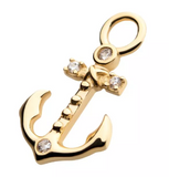14K Gold Anchor CZ Charm