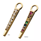 14K Gold 7-CZ Triangle Bar Charm (2 colors)