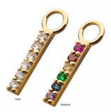 14K Gold 6-CZ Bar Charm (2 colors)