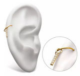 14K Gold 6-CZ Bar Charm (2 colors)