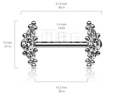 Micro Sphere CZ Cluster Titanium Nipple Barbell (4 colors)