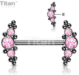 Micro Sphere CZ Cluster Titanium Nipple Barbell (4 colors)