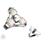 Trinity Flower CZ Int. Threaded Titanium Top (5 colors)