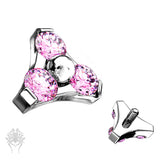 Trinity Flower CZ Int. Threaded Titanium Top (5 colors)