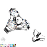 Trinity Flower CZ Int. Threaded Titanium Top (5 colors)