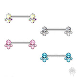 Bezel-Set CZ Cluster Int. Threaded Titanium Nipple Barbell (4 colors)