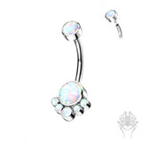 Bezel-Set Opal Cluster Titanium Navel Curve (3 colors)