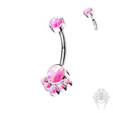 Bezel-Set Opal Cluster Titanium Navel Curve (3 colors)