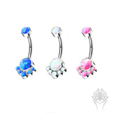 Bezel-Set Opal Cluster Titanium Navel Curve (3 colors)