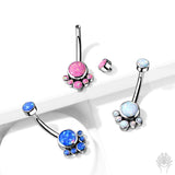 Bezel-Set Opal Cluster Titanium Navel Curve (3 colors)
