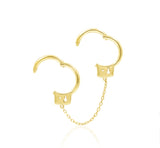 14K Gold Handcuff Double Hinged Ring with Chain
