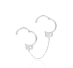14K Gold Handcuff Double Hinged Ring with Chain
