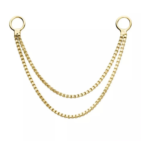 14K Gold 2-Tier Box Nose Chain (4 lengths)