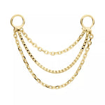 14K Gold 3-Tier Box And Link Nose Chain (3 lengths)