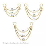 14K Gold 3-Tier Box And Link Nose Chain (3 lengths)