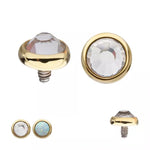 14K Gold Internal. Threaded Bezel Gem Low-Profile Top (2 colors)