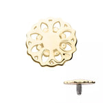 14K Gold Internal. Threaded Mandala Top