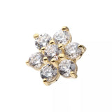 14K Gold Internal. Threaded  CZ Flower Top