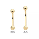 14K Gold Internally Threaded Curved barbell (2 sizes)