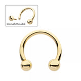 14K Gold Internally Threaded Horse Shoe (2 sizes)