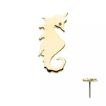 14K Gold Threadless Seahorse Top