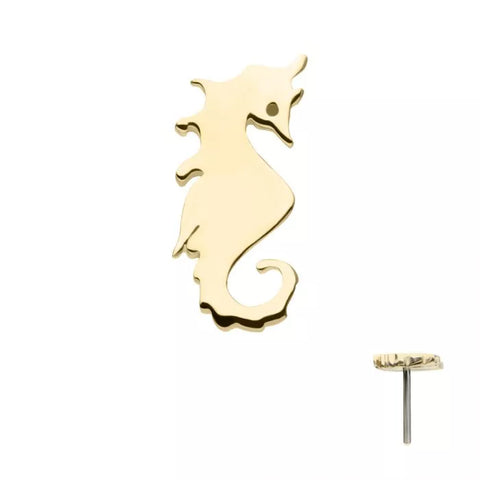 14K Gold Threadless Seahorse Top