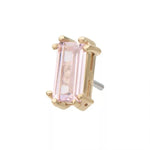 14K Gold Threadless Emerald Cut Pink CZ Top