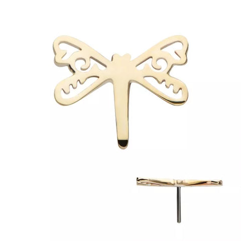 14K Gold Threadless Dragonfly Top