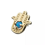 14K Gold Threadless Blue Opal Hamsa Top