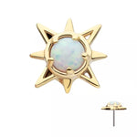 14K Gold Threadless Opal Sunburst Top