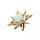 14K Gold Threadless Opal Sunburst Top