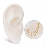 14K Gold Threadless Curve Bar 2 Chains Dangle Top (Hidden Helix Option)