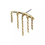 14K Gold Threadless Hidden Helix Curved Bar & 5-Chain Dangle Top