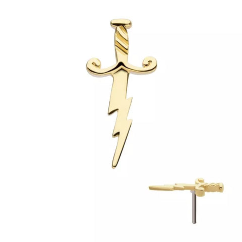 14K Gold Threadless Lightning Bolt Top (2 sizes)