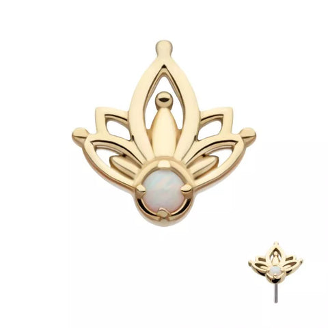 14K Gold Threadless Opal Petal Flower Top