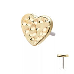 14K Gold Threadless Hammered Heart Top